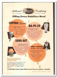 National Pectin Products Company 1949 vintage ice cream ad Stabilizer