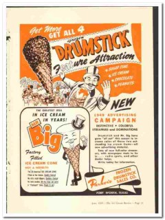 Parkers Frozen Drumstick Sales Company 1949 vintage ice cream ad Parkers Frozen Drumstick Sales Company 1949 vintage ice cream ad