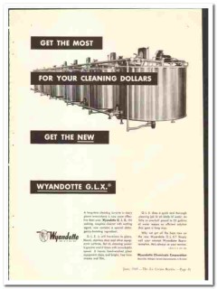 Wyandotte Chemicals Corp 1949 vintage ice cream ad GLX Cleaning dairy Wyandotte Chemicals Corp 1949 vintage ice cream ad GLX Cleaning dairy