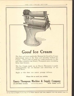 Emery Thompson Machine Supply Company 1921 vintage ice cream ad Good