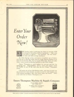 Emery Thompson Machine Supply Company 1928 vintage ice cream ad Enter Emery Thompson Machine Supply Company 1928 vintage ice cream ad Enter