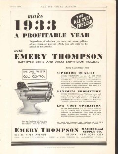 Emery Thompson Machine Supply Company 1933 vintage ice cream ad year Emery Thompson Machine Supply Company 1933 vintage ice cream ad year