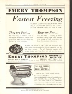 Emery Thompson Machine Supply Company 1933 vintage ice cream ad fast