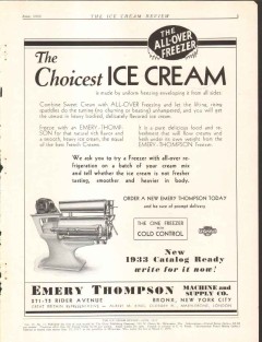 Emery Thompson Machine Supply Company 1933 vintage ice cream ad Choice