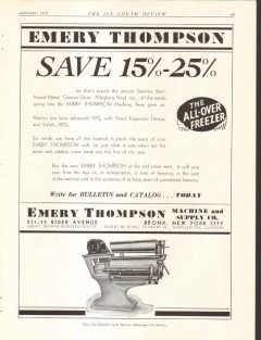 Emery Thompson Machine Supply Company 1933 vintage ice cream ad Save Emery Thompson Machine Supply Company 1933 vintage ice cream ad Save