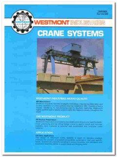 Westmont Industries 1990 vintage elevator catalog Crane Systems Westmont Industries 1990 vintage elevator catalog Crane Systems