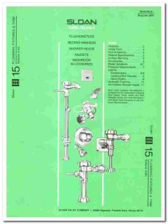 Sloan Valve Company 1990 vintage plumbing catalog fixtures Flushometer Sloan Valve Company 1990 vintage plumbing catalog fixtures Flushometer