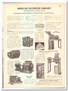 American Pulverizer Company 1947 vintage industrial catalog Crushers American Pulverizer Company 1947 vintage industrial catalog Crushers