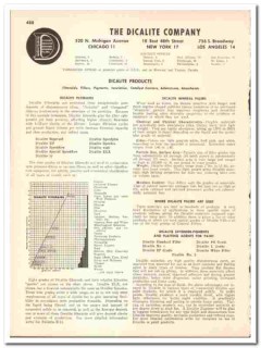 Dicalite Company 1947 vintage industrial catalog Filteraids Fillers