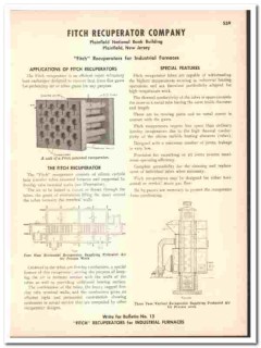 Fitch Recuperator Company 1947 vintage industrial catalog furnace heat Fitch Recuperator Company 1947 vintage industrial catalog furnace heat