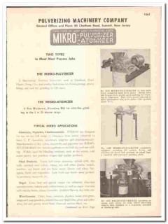 Pulverizing Machinery Company 1947 vintage industrial catalog MIKRO Pulverizing Machinery Company 1947 vintage industrial catalog MIKRO