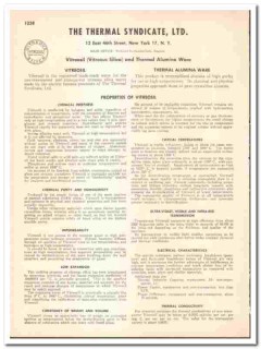 Thermal Syndicate LTD 1947 vintage chemical catalog Vitreosil Alumina Thermal Syndicate LTD 1947 vintage chemical catalog Vitreosil Alumina