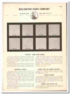 Wellington Sears Company 1947 vintage industrial catalog filter fabric Wellington Sears Company 1947 vintage industrial catalog filter fabric
