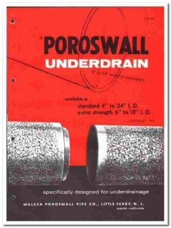 Walker Poroswall Pipe Company 1976 vintage plumbing catalog Underdrain