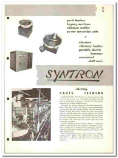 Syntron Company 1957 vintage industrial catalog Vibrating Parts Feeder