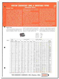 Duriron Company 1966 vintage lab catalog sinks undertable piping DURCO