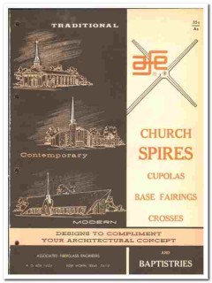 Associated Fiberglass Engineers 1966 vintage catalog church spires