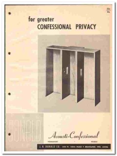 J R Donald Company 1966 vintage ecclesiastical catalog confessional