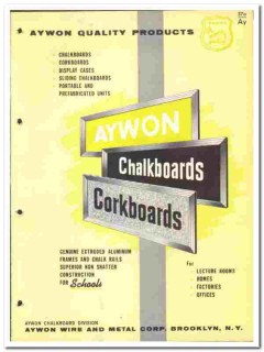 Aywon Wire Metal Corp 1966 vintage catalog chalkboards asbestos