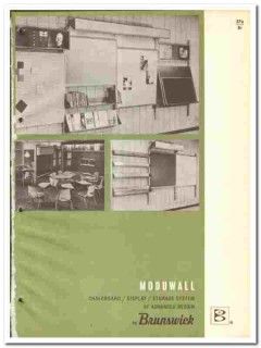 Brunswick Corp 1966 vintage classroom catalog chalkboard Moduwall