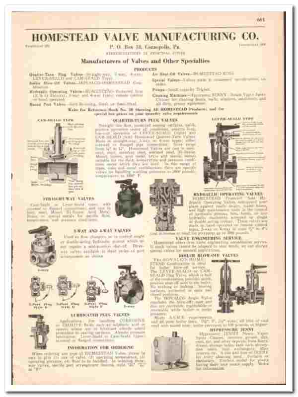 Homestead Valve Mfg Company 1942 vintage industrial catalog