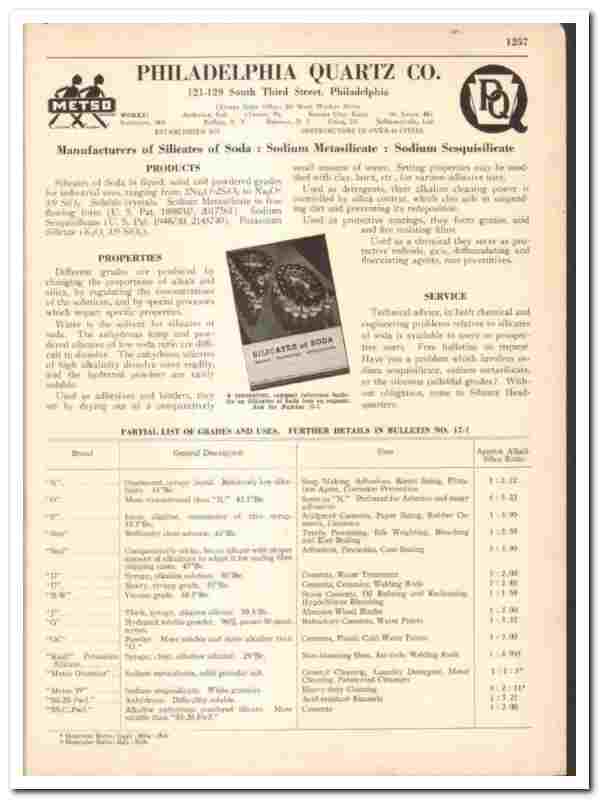 Philadelphia Quartz Company 1942 vintage industrial catalog