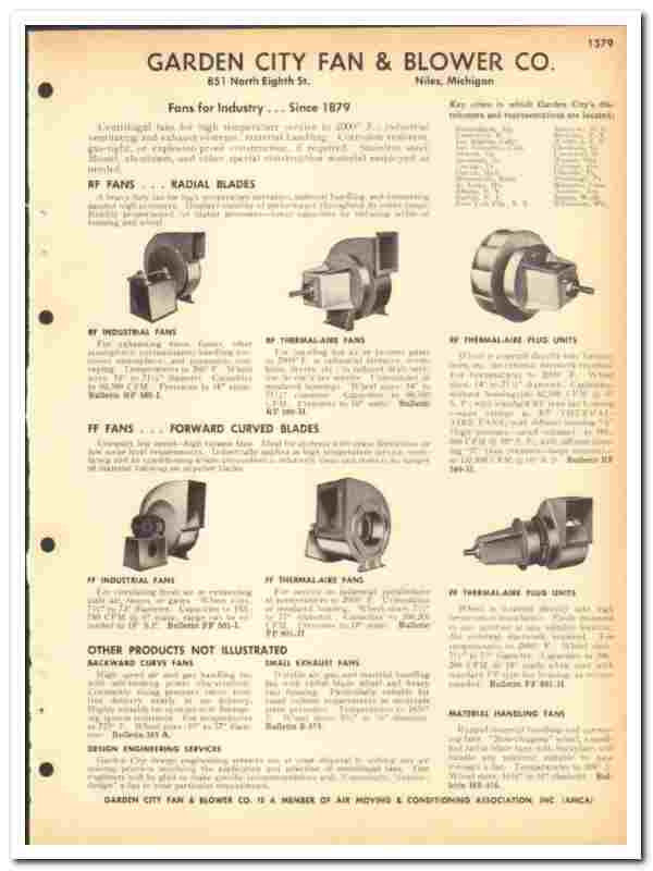 Garden City Fan Blower Company 1964 vintage catalog process