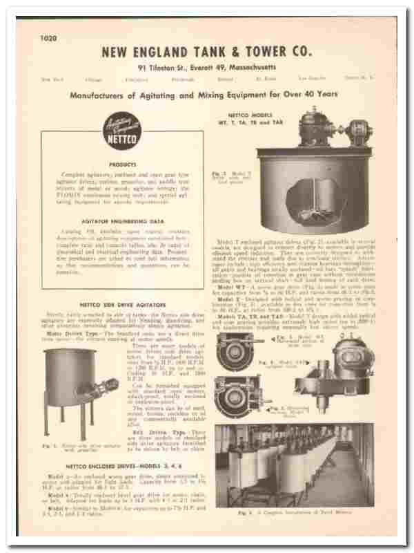 New England Tank Tower Company 1948 vintage catalog mixing